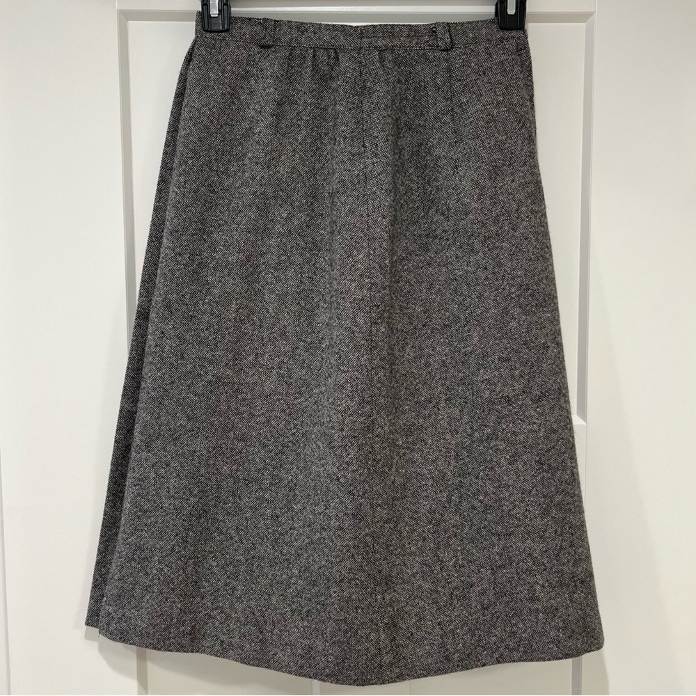 Vintage Personal 100% Wool A-Line Skirt Sz 8 Black & Cream Classic